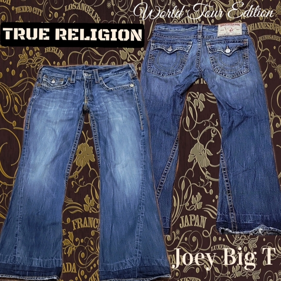 Sz33 True Religion Joey Big T Flare Jeans 100% Cotton - Picture 1 of 16